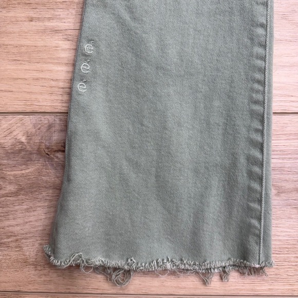 Etica Ivy Crop Kick Flare Jumpsuit Sage Green Button Front Raw Hem Ethical - Picture 6 of 12